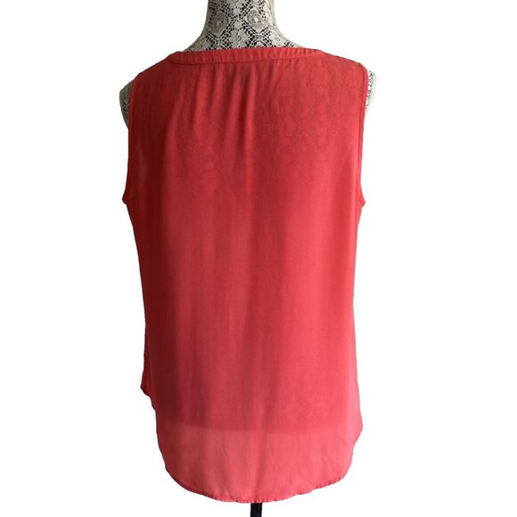 Cynthia Steffe Tank Top, sleevless Blouse, V neck, flowy, orange/ Coral - Picture 3 of 10
